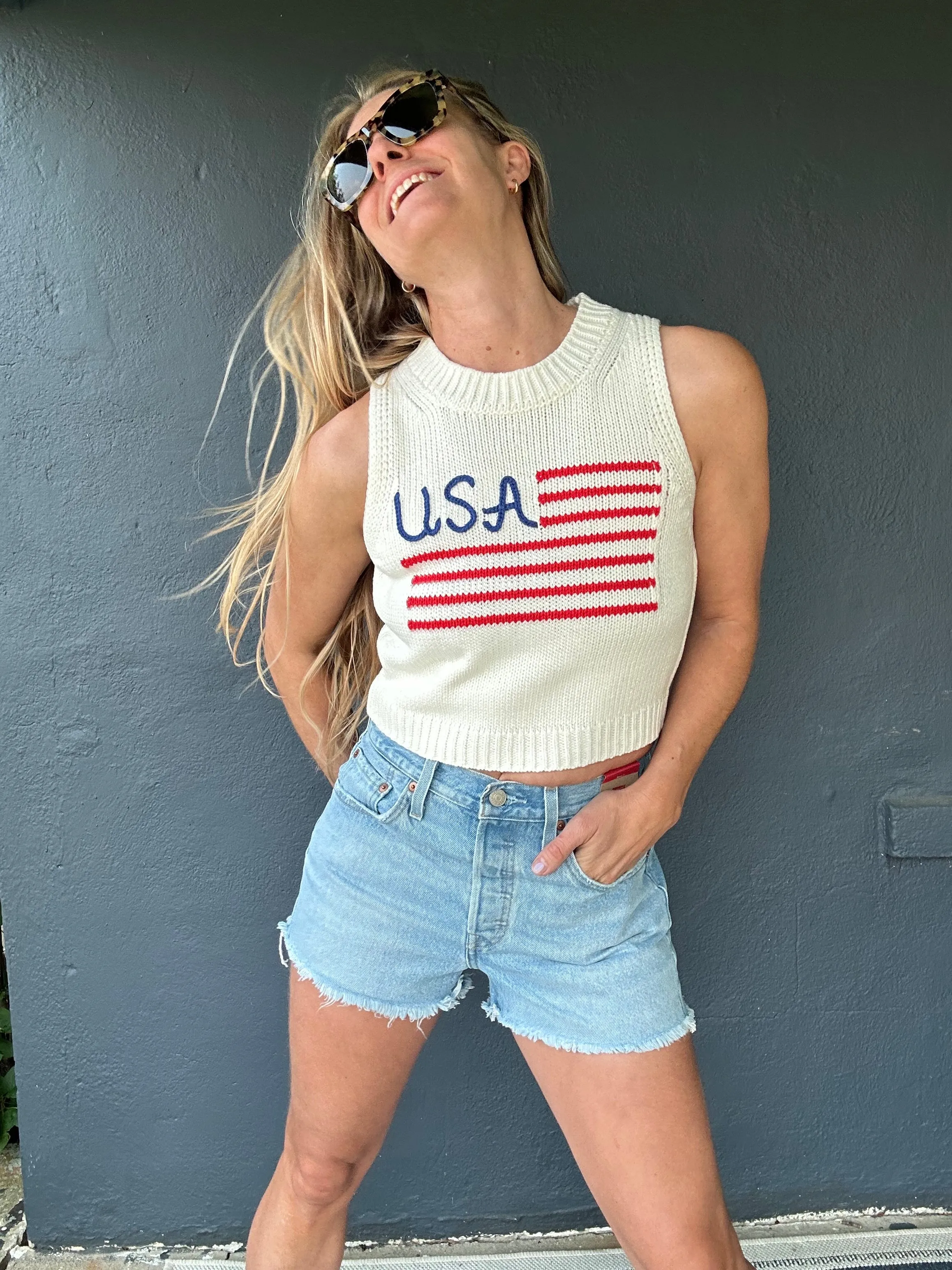 USA knit sweater tank