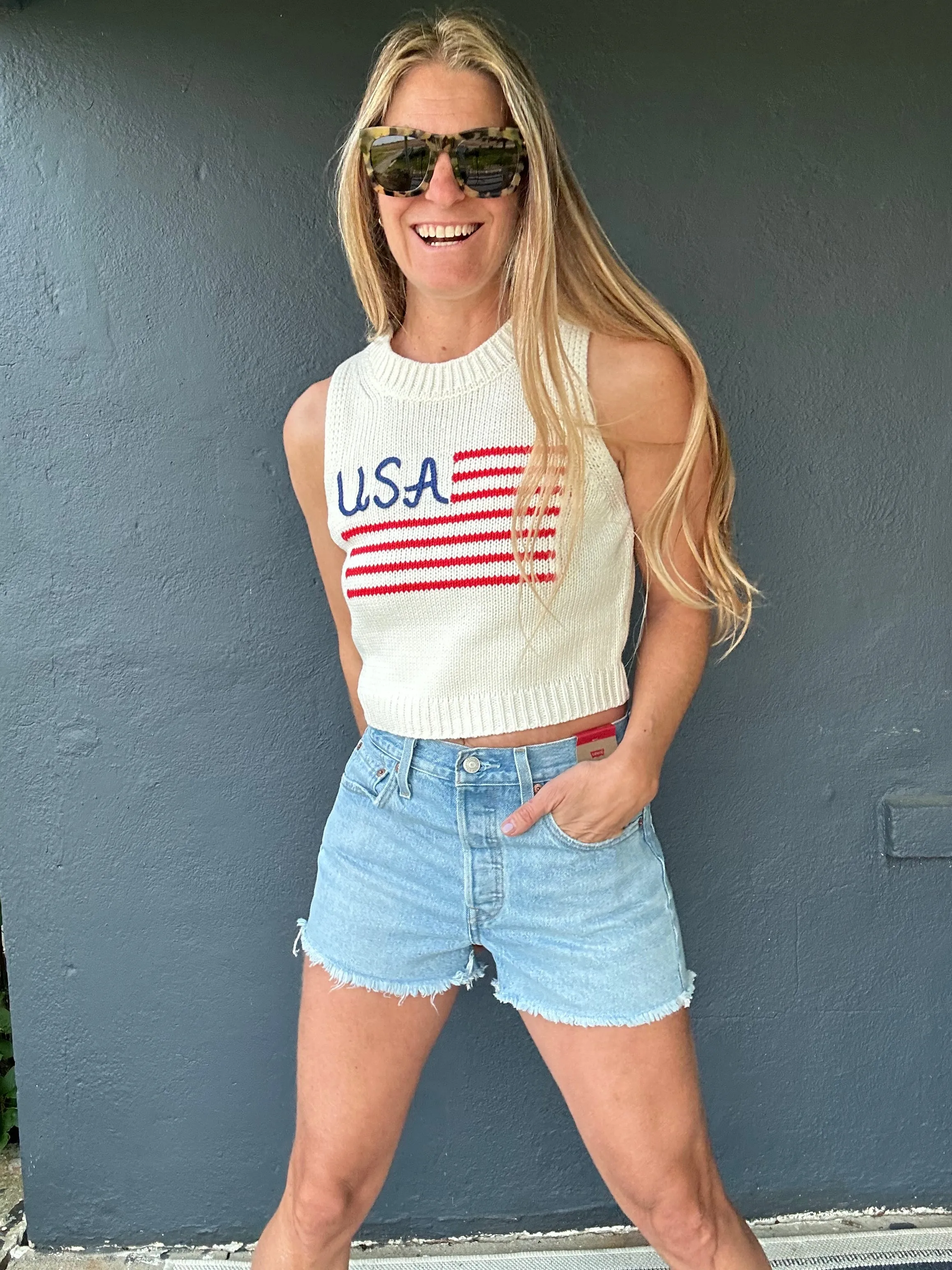 USA knit sweater tank