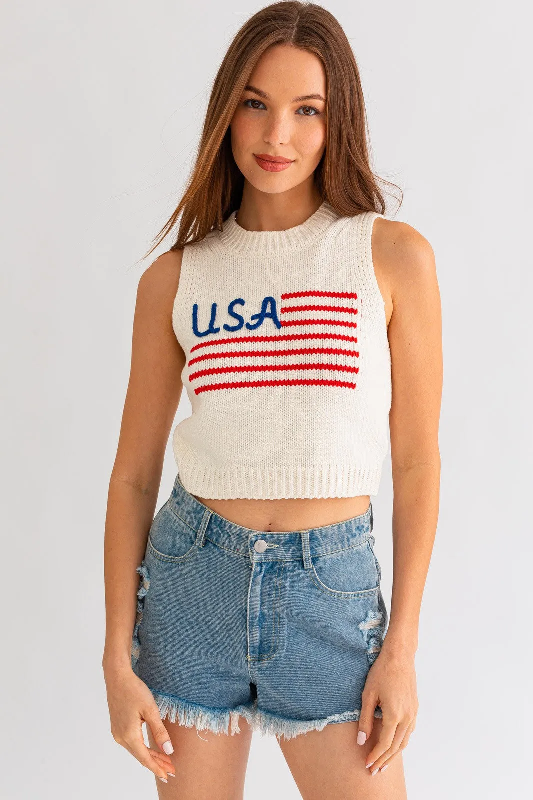 USA knit sweater tank