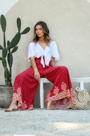 Verona Wide Leg Pant Ruby Print