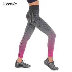 Vertvie Yoga Pants Women High Waist Strip