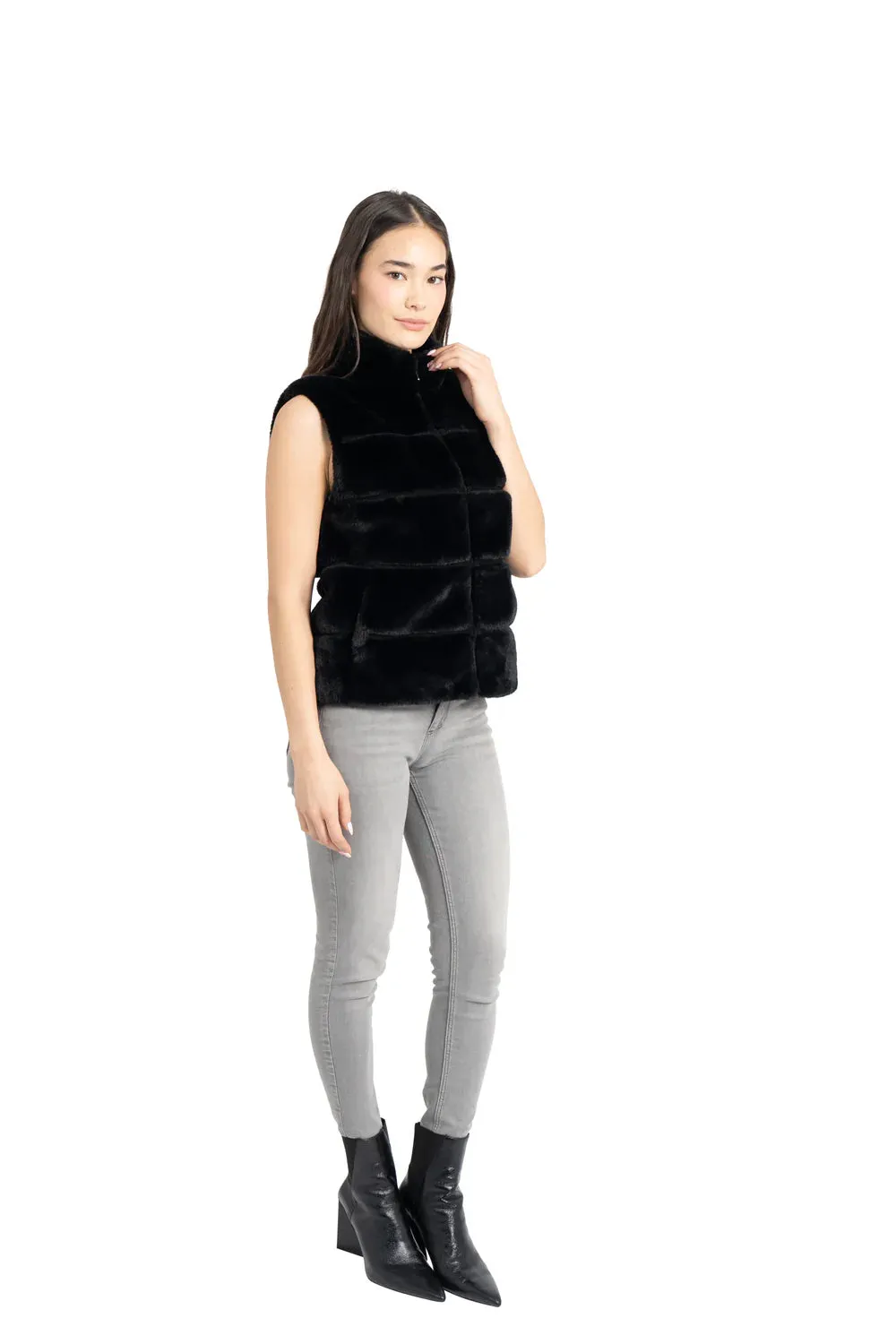 Vince Faux Fur Vest - Black