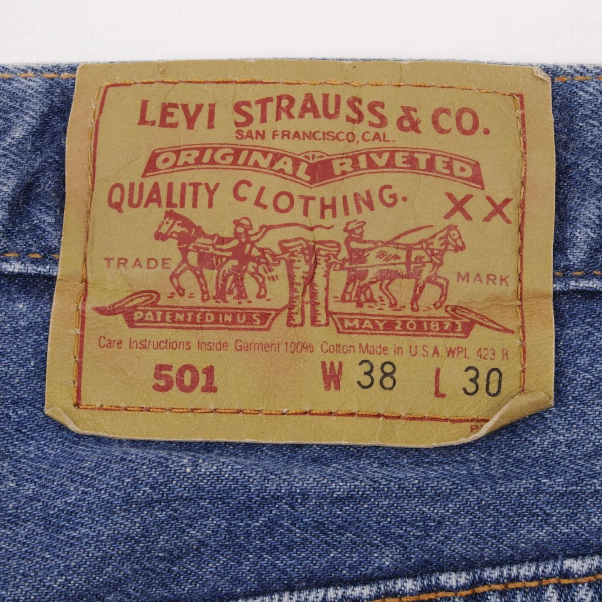 VINTAGE LEVIS 501 JEANS INDIGO 1980S SIZE W37 L30 MADE IN USA