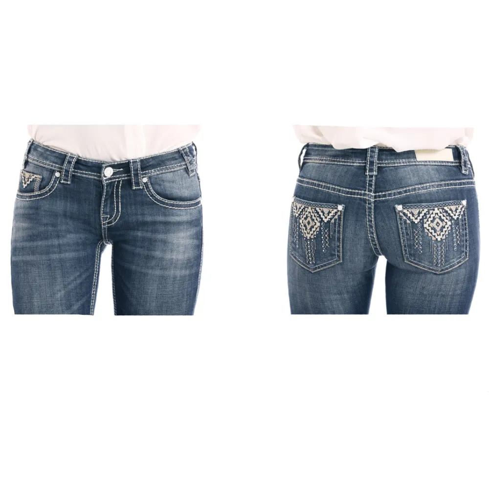 W6-1000 Rock and Roll Cowgirl Junior Rival Jeans Aztec Stitching