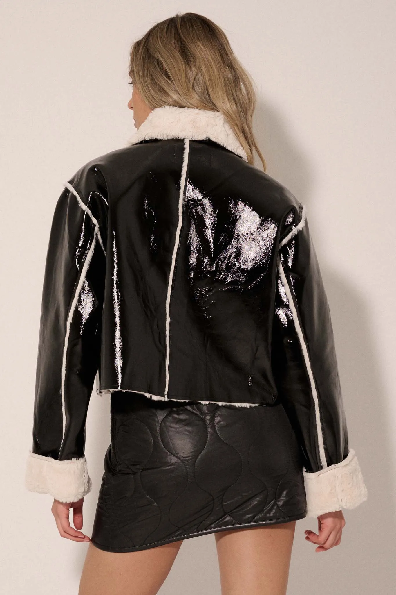 West End Girl Faux Fur-Lined Patent Jacket