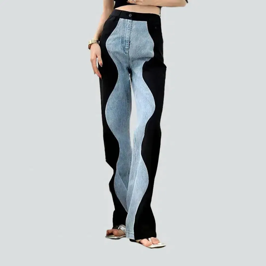 Wide-leg high-waist jeans
 for ladies