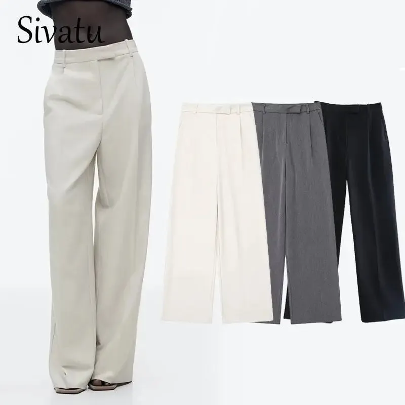 Women High Waist Suit Trousers