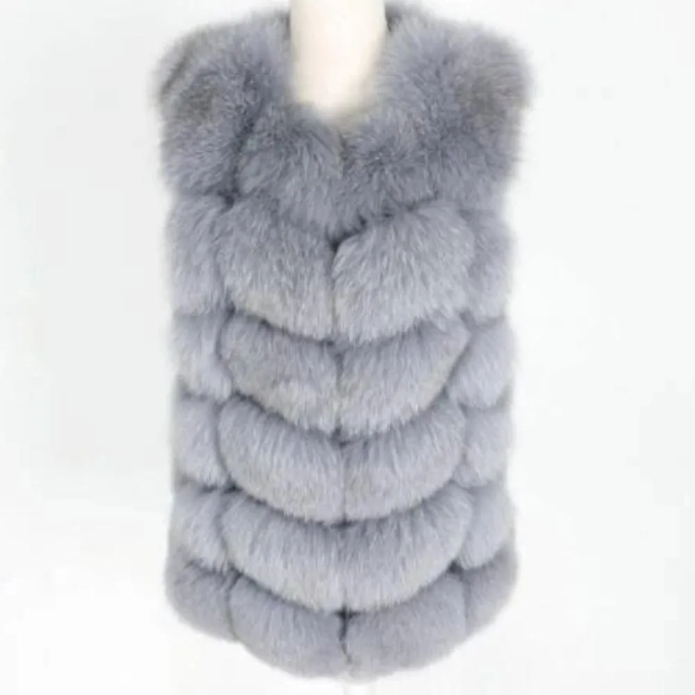 Women's Autumn/Winter Casual Real Fox O-Neck Slim Vest