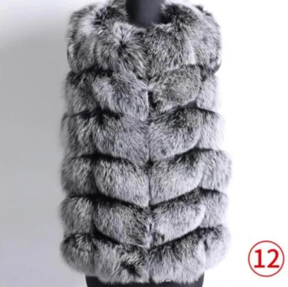 Women's Autumn/Winter Casual Real Fox O-Neck Slim Vest