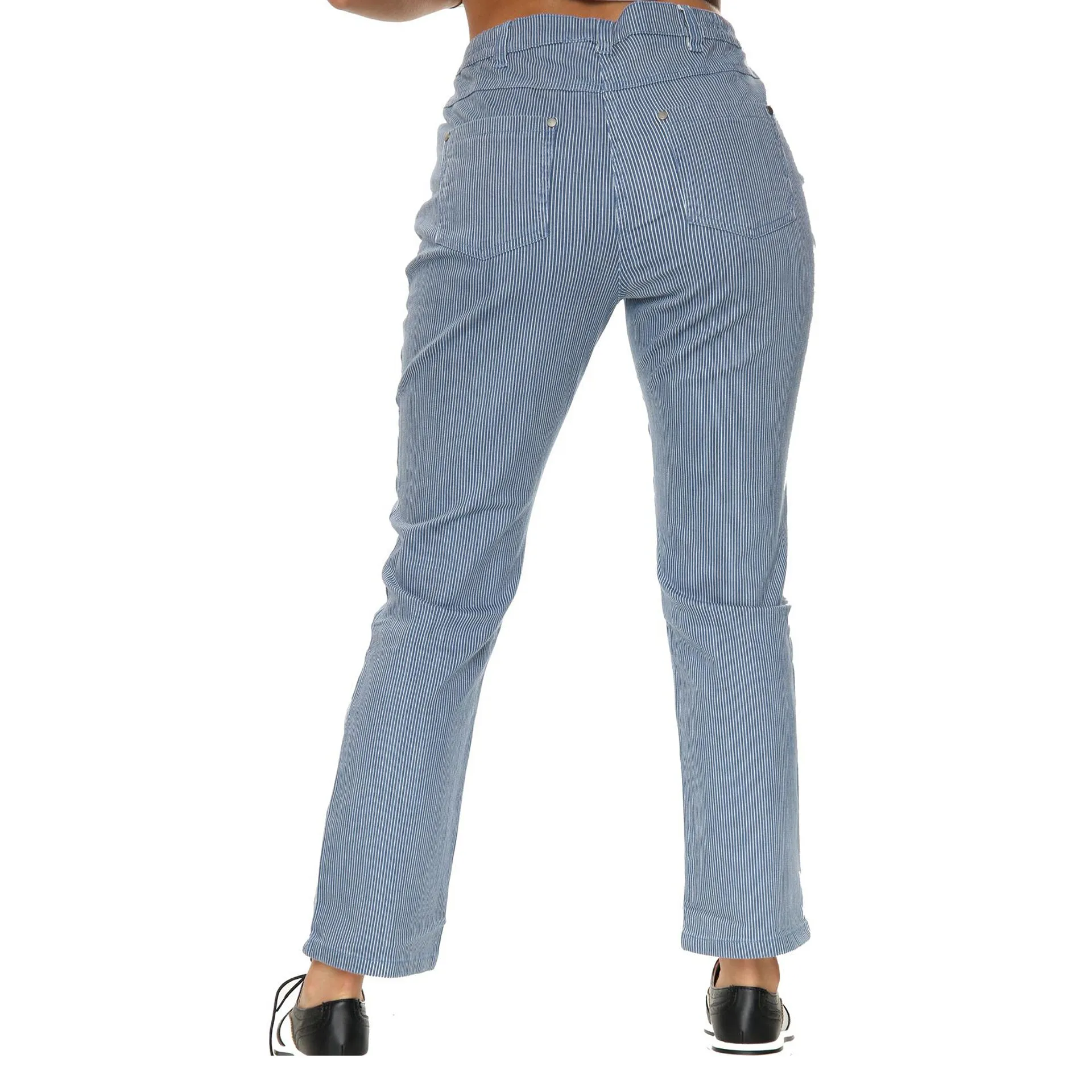 Womens Striped Denim Jeans - SR207