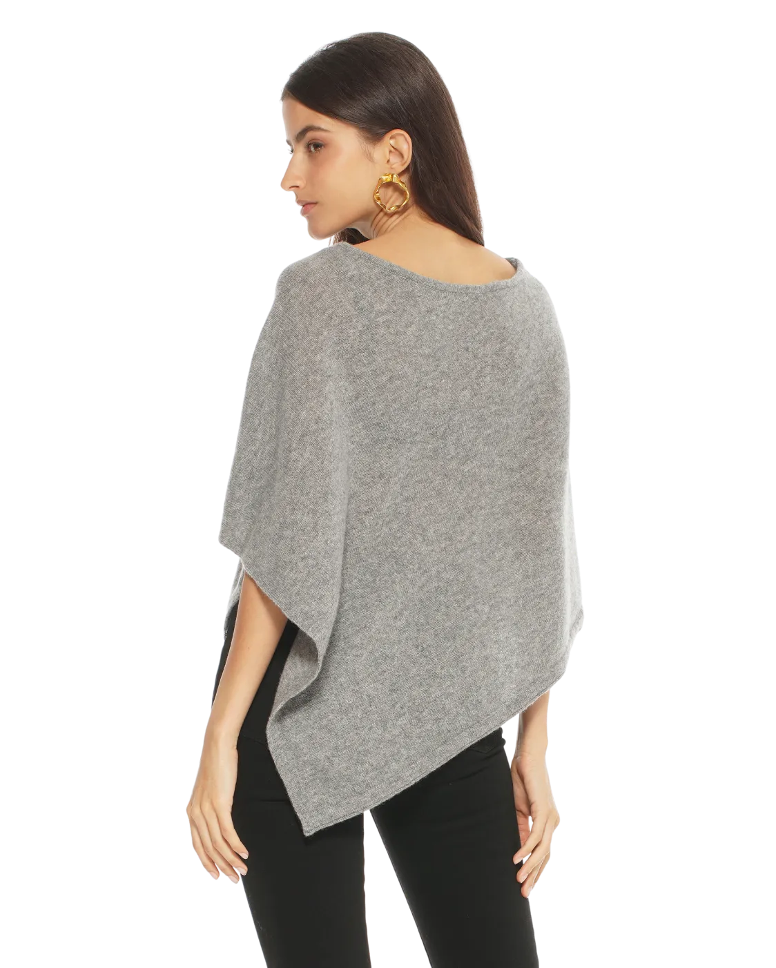 Womens's Pure Cashmere Capelet Poncho Medium Grey