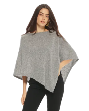 Womens's Pure Cashmere Capelet Poncho Medium Grey