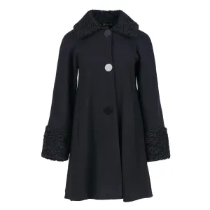 Wool Button Coat With Cuff And Collar Detail