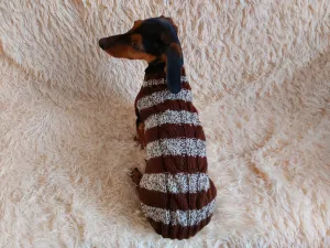 Wool warm pets striped sweater with arana ,warm clothes for mini dachshund