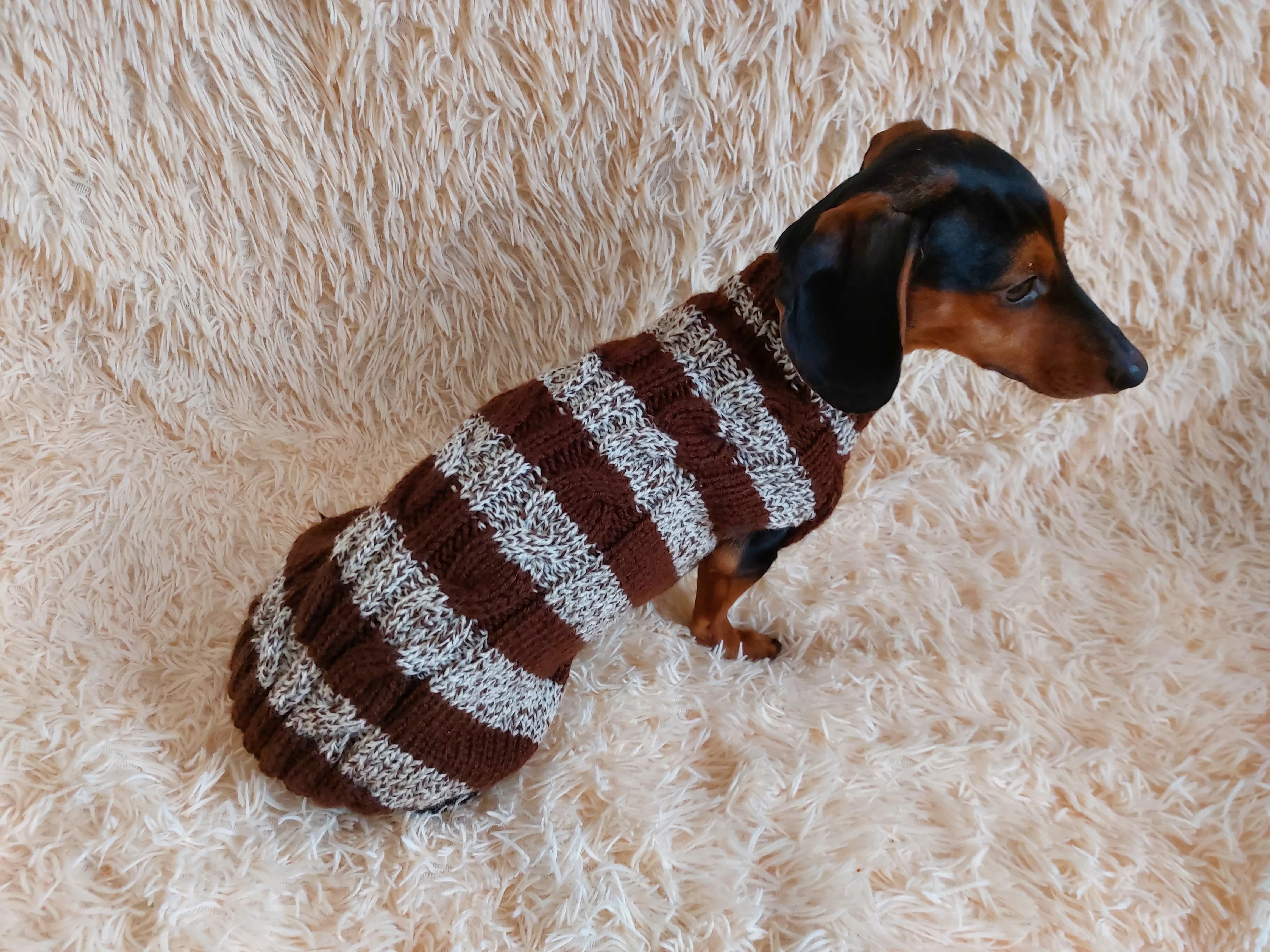 Wool warm pets striped sweater with arana ,warm clothes for mini dachshund